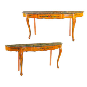 Pair of carved wooden consoles Baroque style