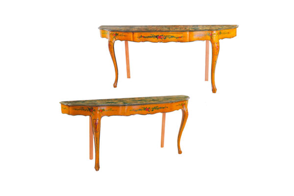 Pair of carved wooden consoles Baroque style