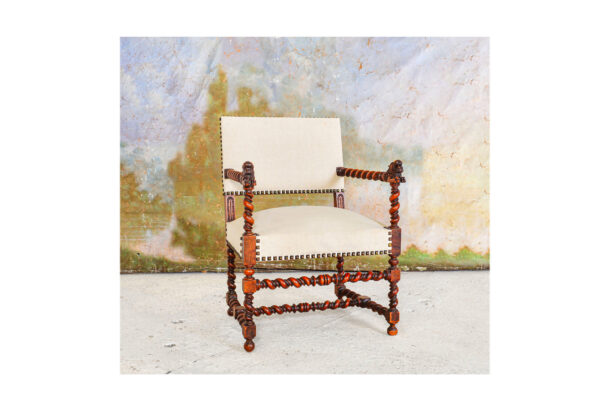 Carved and twisted wooden chair