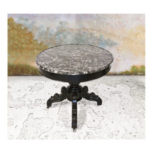 Pedestal table in blackened wood