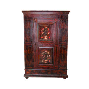 Painted wood cabinet with flowers and birds