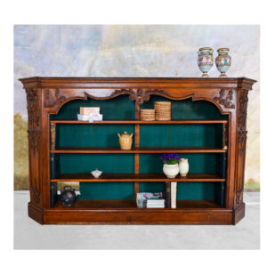 Carved oak bookcase Circa 1900 H160X260X40cm